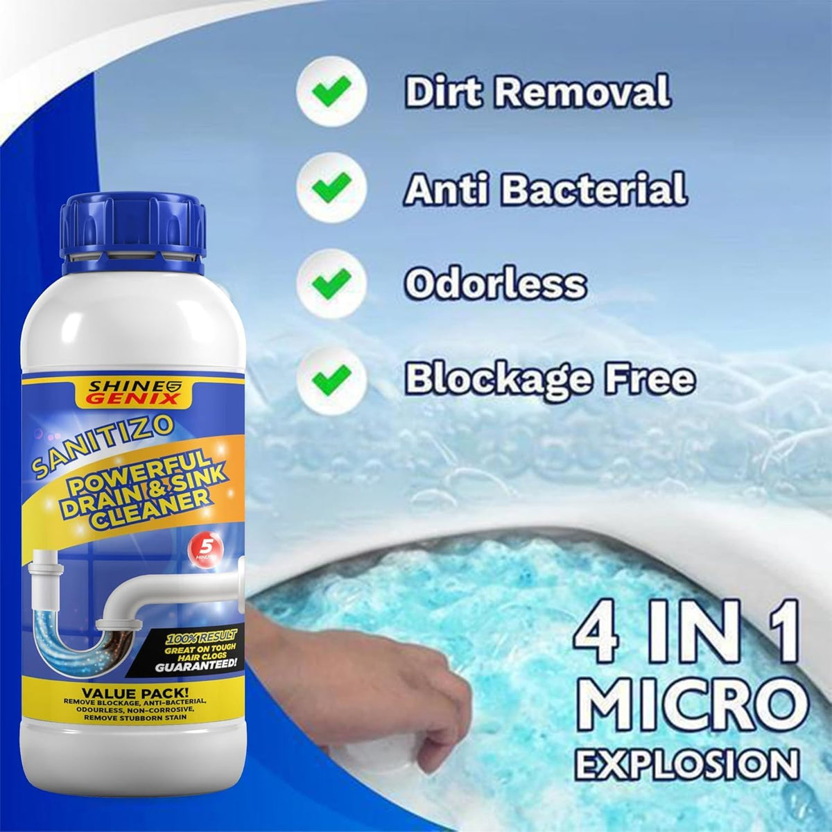 Powerful Sink & Drain Cleaner - Buy 1 Get 1 Free